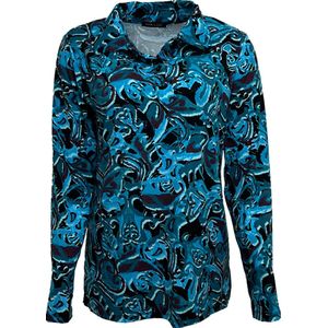 Poloshirt N205 petrol print LM Pink Lady maat L