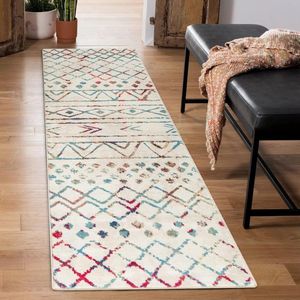 Loper tapijt 60 x 210 cm antislip lang keukentapijt wasbaar tapijtloper zachte microvezel geometrisch tribal tapijt looptapijt (multicolor)