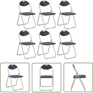 The Living Store Eetkamerstoelen inklapbaar 6 st kunstleer zwart - Eetkamerstoelen - Klapstoelen - Zwarte Stoelen - Kunstleder Meubels - Vouwstoelen
