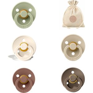 BIBS fopspenen T3 + speenzakje BolleToet - ivory, vanilla, dark oak, woodchuck en sage - 18+ maanden