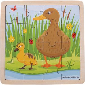 Bigjigs Toys - Houten Puzzel 'Eend met Kuiken' (16st.)