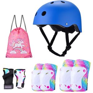 Beschermingsset voor kinderen, beschermers, inlineskates, kniebeschermerset met helm voor inlineskates, skateboard, fiets, rolschaatsen