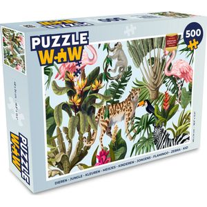 Puzzel Jungle - Dieren - Meisjes - Kinderen - Jongens - Flamingo - Papegaai - Legpuzzel - Puzzel 500 stukjes