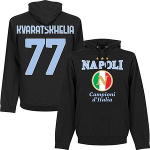 Napoli Campioni Kvaratskhelia 77 Hoodie - Zwart - Kinderen - 116