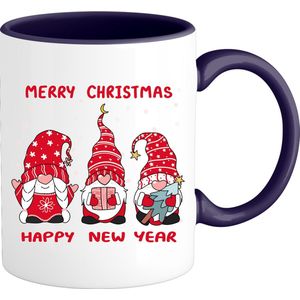Christmas Gnomies - Foute kersttrui kerstcadeau - Dames / Heren / Unisex Kleding - Grappige Kerst Outfit - Mok - Navy Blauw
