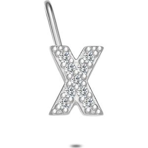 Twice As Nice Hanger in zilver, letter X met steentjes