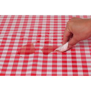 Wasdoek tafelkleed afwasbaar vierkant 140 x 180 cm geruit geruit rood