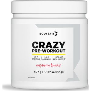Body & Fit Crazy Pre-Workout - Framboos smaak - Pre Workout - 407 gram (37 doseringen)