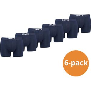 Levi's Boxershorts Heren - 6-pack Solid Organic Cotton Navy - Donkerblauwe Boxershorts - Maat XL