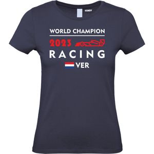 Dames T-shirt World Champion Racing 2023 | Formule 1 fan | Max Verstappen / Red Bull racing supporter | Wereldkampioen | Navy dames | maat S