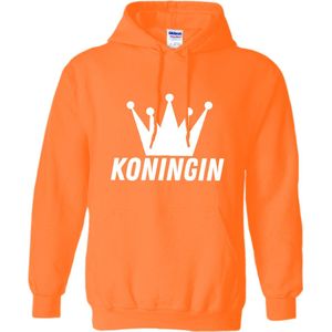 Oranje Koningsdag Hoodie ""Koningin"" Maat XL - Unisex - Oranje Kleding - Hoody - Nederland Feestkleding - Koningsdag