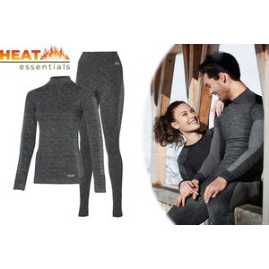 Heat Essentials - Premium Thermo Ondergoed Dames - Set - Thermo Shirt Dames en Thermo Broek Dames - Zwart - S - Thermokleding Dames - Thermoshirt dames - Thermo Legging dames - Thermobroek Dames