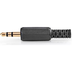 Nedis 3,5 mm Audioconnector - Recht - Male - Verguld - Solderen - Diameter kabelinvoer: 4.0 mm - Polyvinylchloride (PVC) - Goud / Zwart - 25 Stuks - Polybag