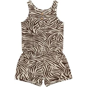 Little Indians Jumpsuit Kort Zebra Meisjes Katoen Bruin Maat 3-4 Jaar