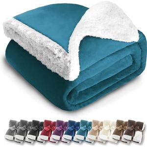 Deken in lamsvacht-look - verschillende maten en kleuren - sprei - flanellen microvezel-fleece - met Öko-Tex-zegel ""getest vertrouwen"" (turquoise, 240 x 220 cm)