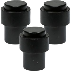 Benson Deurstopper - 3x - zwart - met schroef montage - H4 x D3 cm - deurbuffer