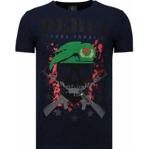 Skull Rebel - Rhinestone T-shirt - Blauw
