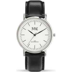 MW Horloge Flat Style Silver Leather Black