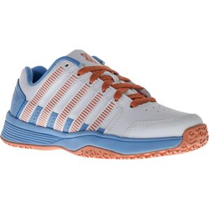 K-Swiss Court Impact Omni Leather  Tennisschoenen - Maat 37 - Unisex - wit/blauw/oranje