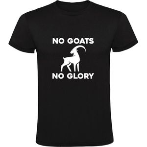 No Goats No Glory | Heren T-shirt | Succes | Overwinning | Prestatie | Topper | Geslaagd | Geit | Dier | Zwart
