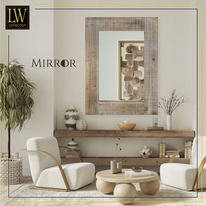 LW Collection wandspiegel bruin vintage rechthoek 60x80 cm hout - grote spiegel muur - industrieel - woonkamer gang - badkamerspiegel - muurspiegel slaapkamer houten rand - hangspiegel met luxe design