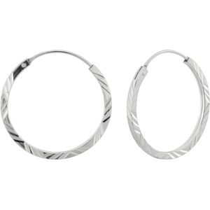 Oorbellen 925 zilver | Oorringen | Zilveren oorringen, diamond cut, 25 mm