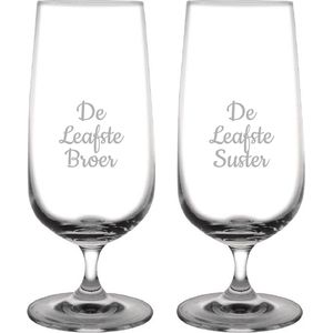 Gegraveerde bierglas op voet 41cl De Leafste Broer-De Leafste Suster