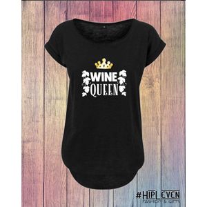 Shirt met lange rug ""Wine Queen"" zwart / L (40)