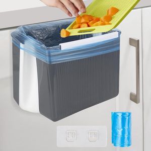 Hangende afvalbak 4 liter Opvouwbare kunststof compostbak Keukenafvalbak Wandmontage voor keuken, auto, badkamer, kantoor en slaapkamer, bevat 50 kleine afvalzakken