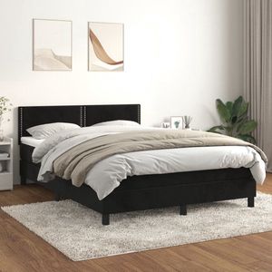 The Living Store Bed V2 - Boxspring - 140x200 cm - Fluweel - Verstelbaar hoofdbord - Pocketvering - Middelharde ondersteuning - Huidvriendelijk