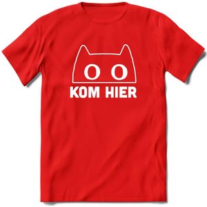 Kom Hier - Katten T-Shirt Kleding Cadeau | Dames - Heren - Unisex | Kat / Dieren shirt | Grappig Verjaardag kado | Tshirt Met Print | - Rood - XXL