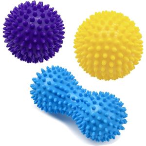 Massageballen voor spiermassage van voet-rug-been-hand - set van 3 stuks met egelbal - pilates accessoires massage bal voeten