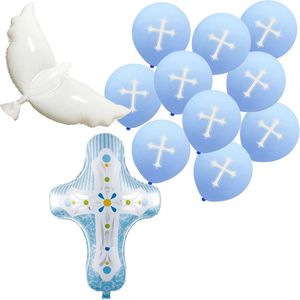 Doopfeest Versiering - Baptism - Doop Feest - Versiering voor Doop - Doop Ballonnen - 12 stuks - Kleur: Blauw - Doping Feest - Kerk - Blauw Doopfeest - Doping Jongen - Ballonnen voor Doop - Doop Kind