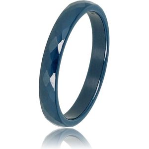 My Bendel Keramieken ring facet geslepen donker blauw 3mm - Keramische, onbreekbare, mooie blauwe dames ring - Verkleurt niet - Met luxe cadeauverpakking
