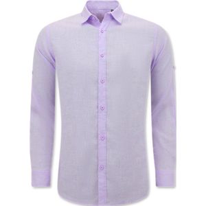 Linnen Overhemd Heren - Regular Fit - Casual Blanco - Paars