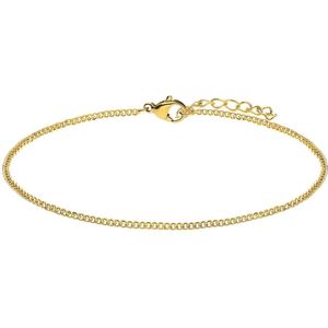 Lucardi Dames Stalen goldplated armband gourmet 2mm - Armband - Staal - Goud - 22 cm
