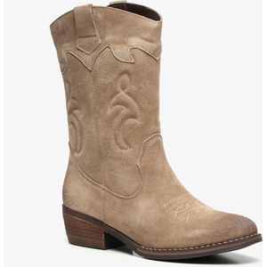 Harper suede dames cowboy western laarzen beige - Maat 39 - Echt leer