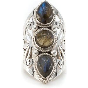 Edelsteen Ring Labradoriet 925 Zilver “Faehsida” (Maat 17)