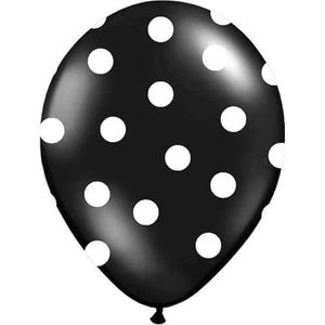 Partydeco - Ballonnen Zwart dots wit 50 stuks