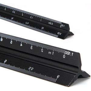 30cm aluminium driehoekige architecturale schaal liniaal - metrische liniaal voor architecten en ingenieurs - 1:100, 1:200, 1:250, 1:300, 1:400, 1:500