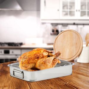 braadslede met rooster M, rvs, voor de oven, vaatwasserbestendig, ovenschaal, braadpan, div. groottes, zilver