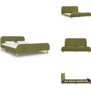 vidaXL Bedframe - Bedframes - Bed - Bedden - Bedframe stof groen 140x200 cm