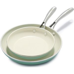 GreenLife Artisan Turkoois 2-delige koekenpannenset ø20 cm en ø26 cm - inductie - anti-aanbak - PFAS-vrij