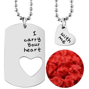 I Carry You With Me Ketting Set + Rozenblaadjes = Valentijn Cadeautje voor Hem en Haar - Valentijnsdag voor Mannen Cadeau Kadootjes