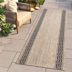 Tapiso Melissa Loper Laagpolig Beige Bruin Modern Indoor Outdoor Vloerkleed Maat- 70x1450