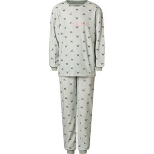 Cocodream velours meisjes pyjama - Love Pets Warme winter kinder pyjama - 176 - Groen