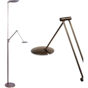 Klassieke verstelbare led vloerlamp met leeslamp | 2 lichts | brons | metaal | 184 cm | staande lamp / woonkamer lamp | modern / functioneel design