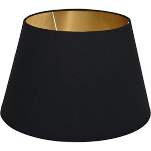 Marwa Lampenkap - ø35-ø52x32 cm - Zwart/Goud - Velours - lampenkap voor staande lamp, lampenkappen hanglampen, lampenkappen voor tafellampen, lampenkappen, lampekap, lampenkap velours, lampenkap voor tafellamp, lampenkappen landelijk