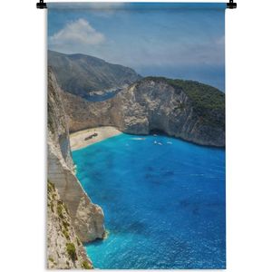 Wandkleed Zakhyntos - Het Navagio strand op Zakynthos Wandkleed katoen 60x90 cm - Wandtapijt met foto