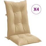 vidaXL - Stoelkussens - 4 - st - hoge - rug - 120x50x7 - cm - stof - gemêleerd - beige